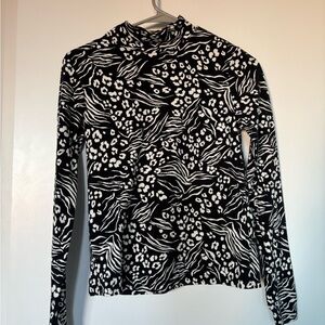 Anthropologie Black and White Animal Print Shirt